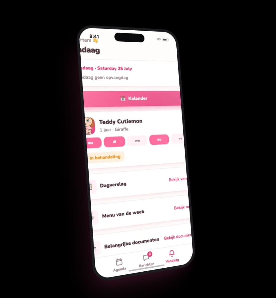 Nest app vandaag scherm
