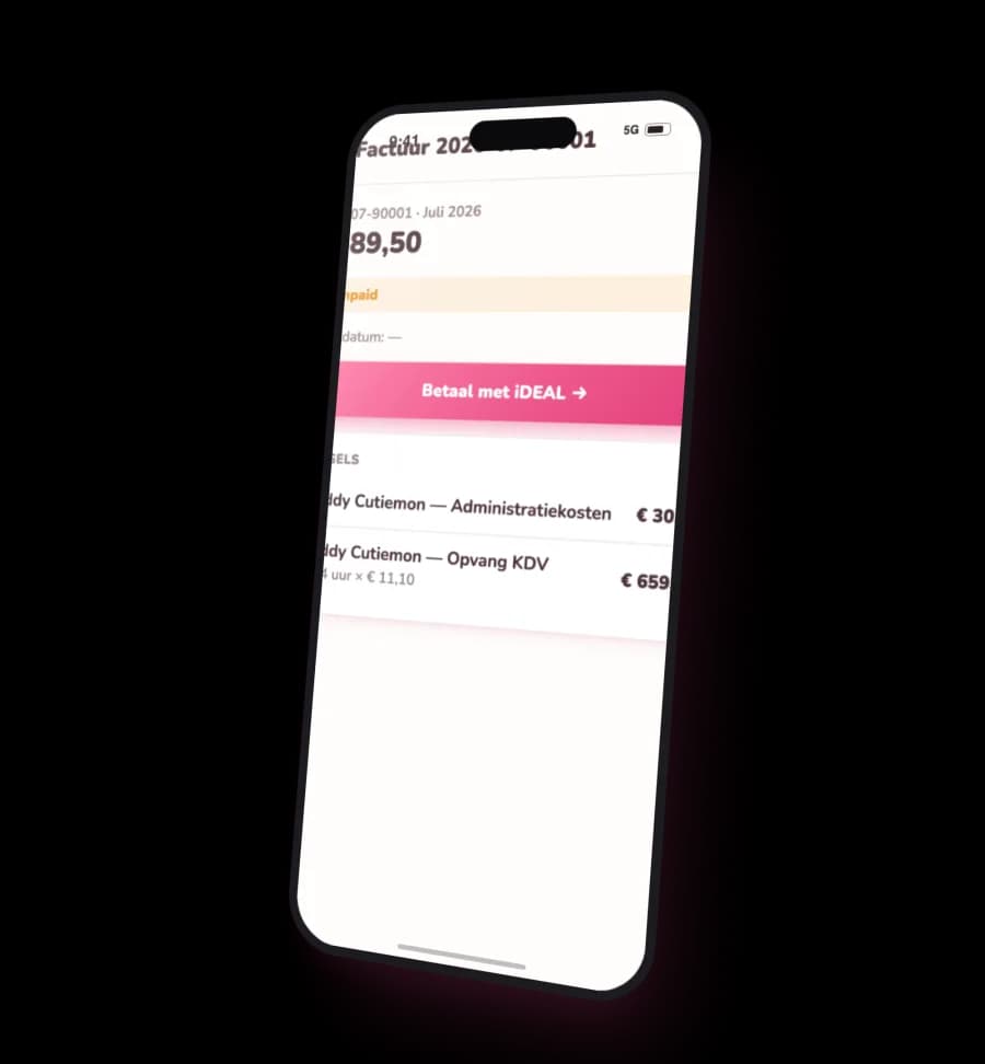 Nest app factuur scherm met iDEAL betaling