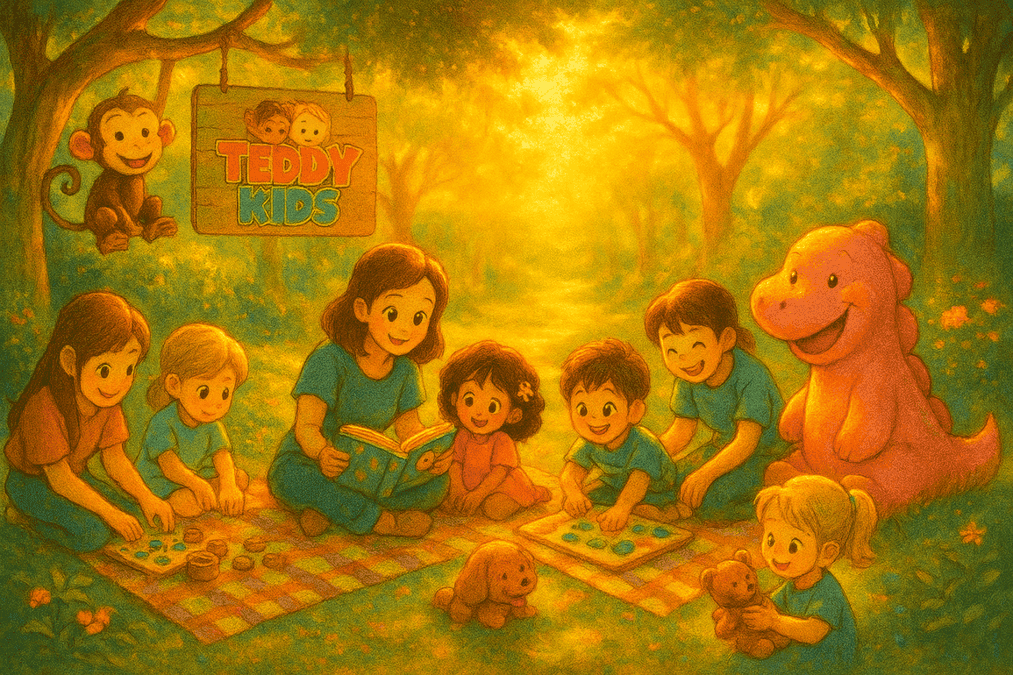 Teddy Kids staff smiling together in the garden